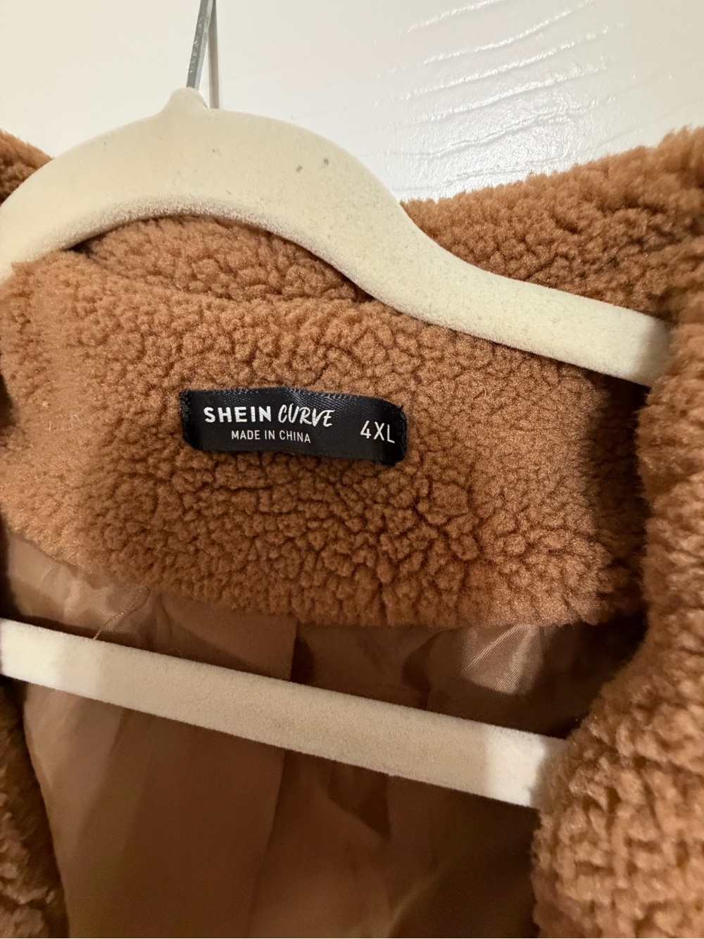 SHEIN Brown Teddy Open-Front Coat - Picture 2 of 5